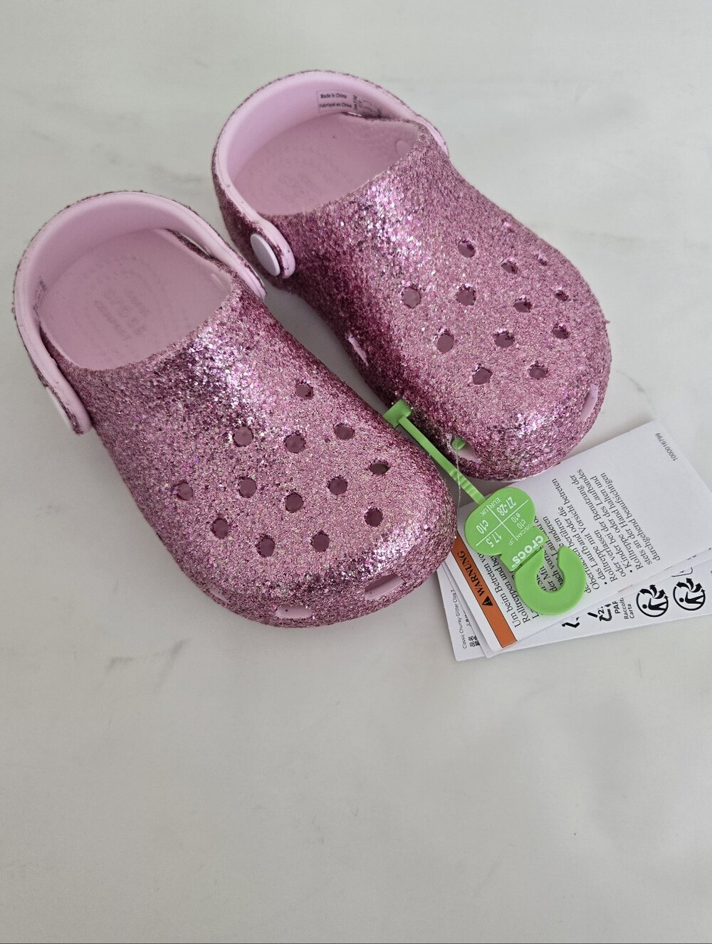 NWT CROCS Classic Chunky Glitter Clog in Sparkling Pink Kids Toddler Girl 10